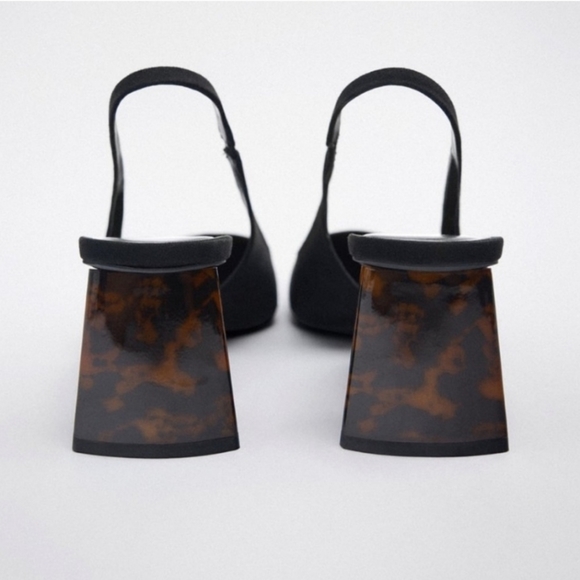 Zara Black Sling back Heels Size 39 - Picture 3 of 10